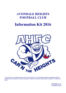 Information Kit 2016 - Avondale Heights Football Club