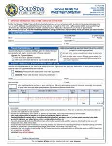 Precious Metals Investment Direction form