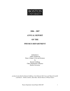 Physics Department Annual Report 2006-2007