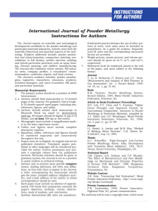 International Journal of Powder Metallurgy Instructions for Authors