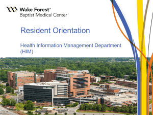 Resident Orientation - Wake Forest Baptist Medical Center