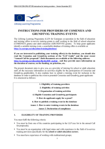 instructions for providers of comenius and grundtvig training events