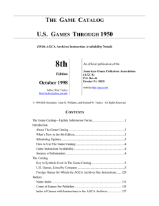 The Game Catalog, 8th Edition, October 1998