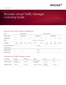 Brocade Virtual Traffic Manager Licensing Guide Data Sheet