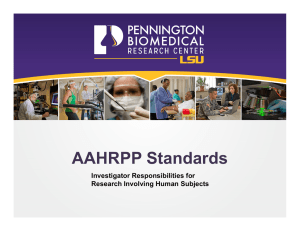 AAHRPP Standards - Pennington Biomedical Research Center