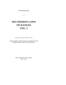 2015 session laws of kansas vol. 1