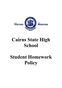 Cairns State High School Student Homework Policy
