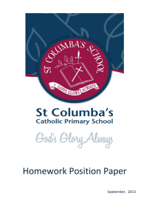 Homework Position Paper - St Columba`s Primary School Wilston