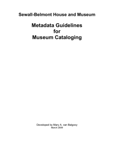 Metadata Guidelines for Museum Cataloging - Sewall