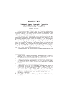 BOOK REVIEW William F. Patry, How to Fix Copyright (Oxford
