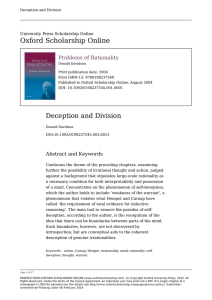 Deception and Division - Oxford Scholarship