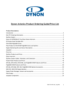 Dynon Avionics Product Ordering Guide/Price List