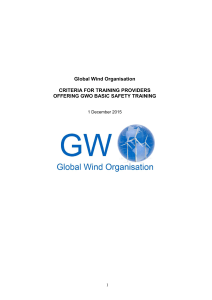 Global Wind Organisation CRITERIA FOR TRAINING PROVIDERS