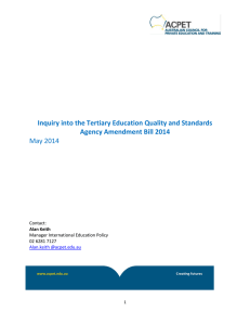 Inquiry into the Tertiary Education Quality and Standards Agency