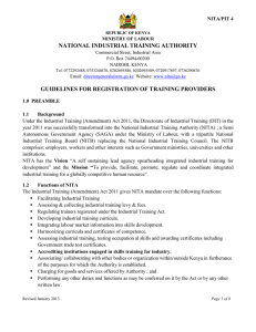 guidelines for registration of training providers