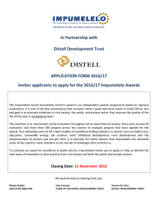 In Partnership with Distell Development Trust APPLICATION FORM