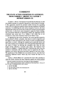 The State Action Exemption in Antitrust: From Parker v. Brown to