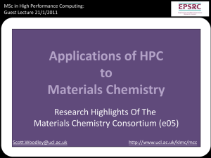 Applications of HPC to Materials Chemistry