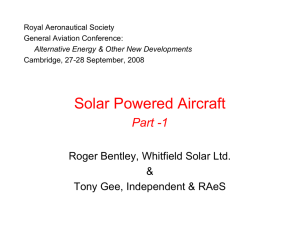 Solar Powered Aircraft - Royal Aeronautical Society