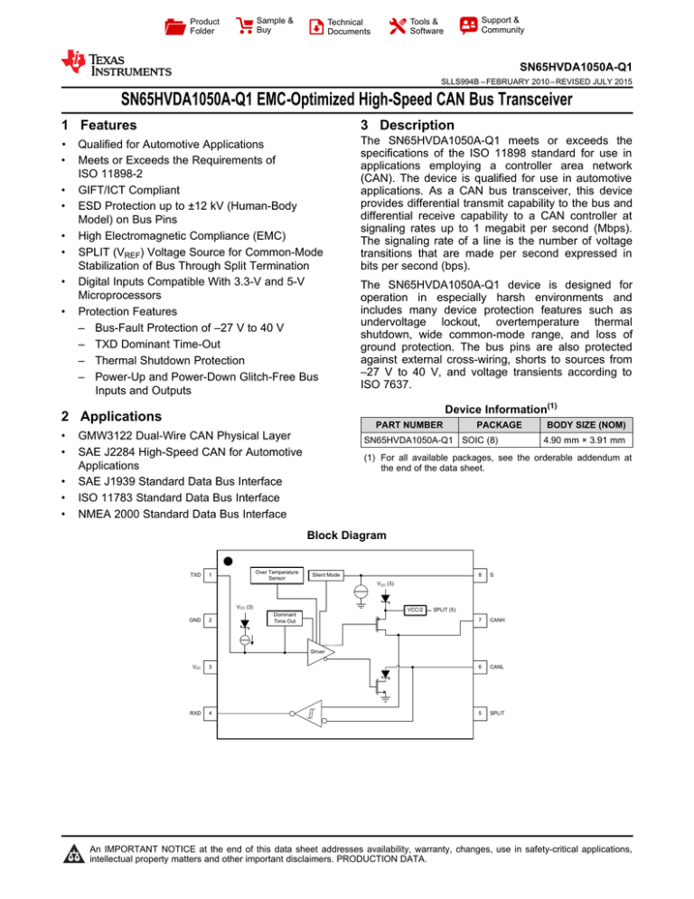 SN65HVDA1050A Q1 Texas Instruments