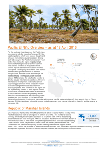 Pacific El Niño Overview – as at 18 April 2016 Republic of Marshall