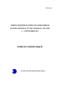 FORUM COMMUNIQUÉ - Pacific Islands Forum Secretariat