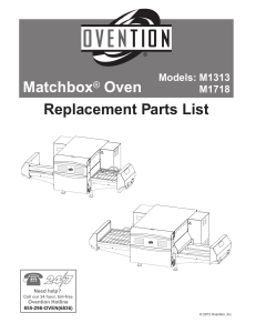 Replacement Parts List Matchbox® Oven