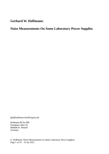 Noise Measurements On Some Laboratory Power Supplies