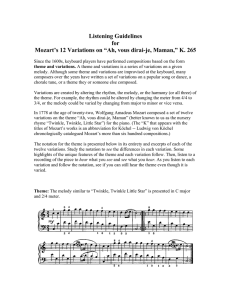 Listening Guidelines for Mozart`s 12 Variations on “Ah, vous dirai