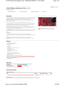 Page 1 of 2 CC430 Wireless Development Tool