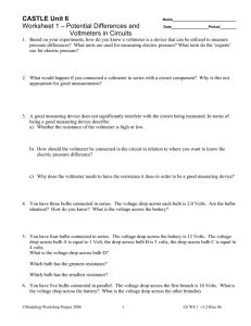 CASTLE Unit 6 Worksheet 1 – Potential Differences and
