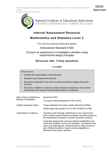 Internal Assessment Resource Mathematics and Statistics