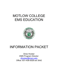MOTLOW COLLEGE EMS EDUCATION INFORMATION PACKET