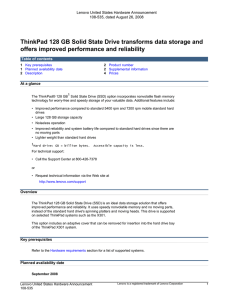 ThinkPad 128 GB Solid State Drive transforms data storage