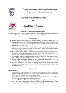 Amul Dairy, Anand. - Venus International College Of Engineering