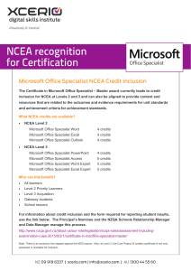 NCEA recognition for Certification
