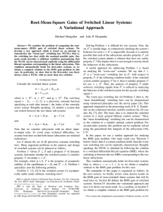 Root-Mean-Square Gains of Switched Linear Systems: A Variational