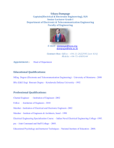 Udaya Dampage Educational Qualifications: Professional