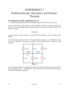 EXPERIMENT 7 Problem Solving: Thevenin`s and Norton`s Theorem
