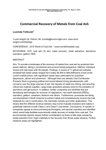 Commercial Recovery of Metals from Coal Ash
