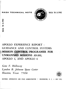 Apollo Experience Report -- Guidance and Control Systems