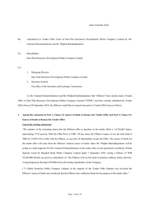 Date 4 October 2010 Re: Amendment to Tender Offer Form of Sino