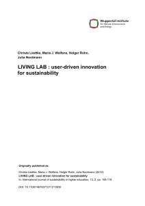 LIVING LAB: user-driven innovation for sustainability