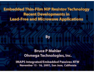 Ohmega Resistors for PWB`s Recent Development in Lead