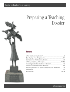 Preparing a Teaching Dossier - McMaster Institute for Innovation