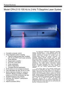 Model CPA-2110 100 Hz to 2 kHz Ti:Sapphire Laser - Clark-MXR