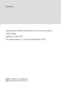 Syllabus Cambridge IGCSE Information and Communication