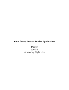 Core Group Servant Leader Application Due by April 4 at Monday