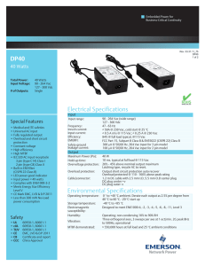 DP40 Electrical Specifications Environmental Specifications