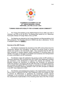 Chairman`s Statement of the 23rd ASEAN Regional Forum